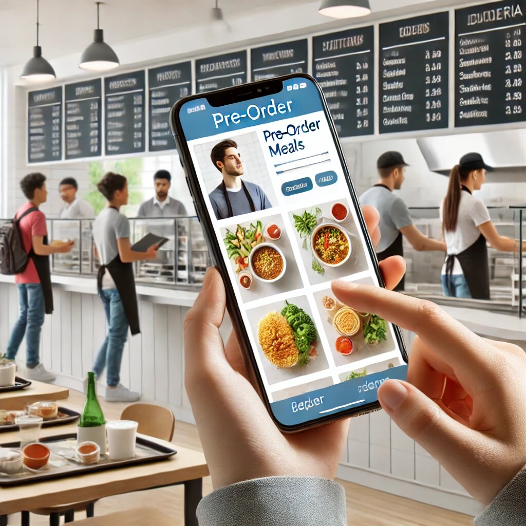 student-using-a-mobile-app-to-pre-order-meals-for-a-college-cafeteria